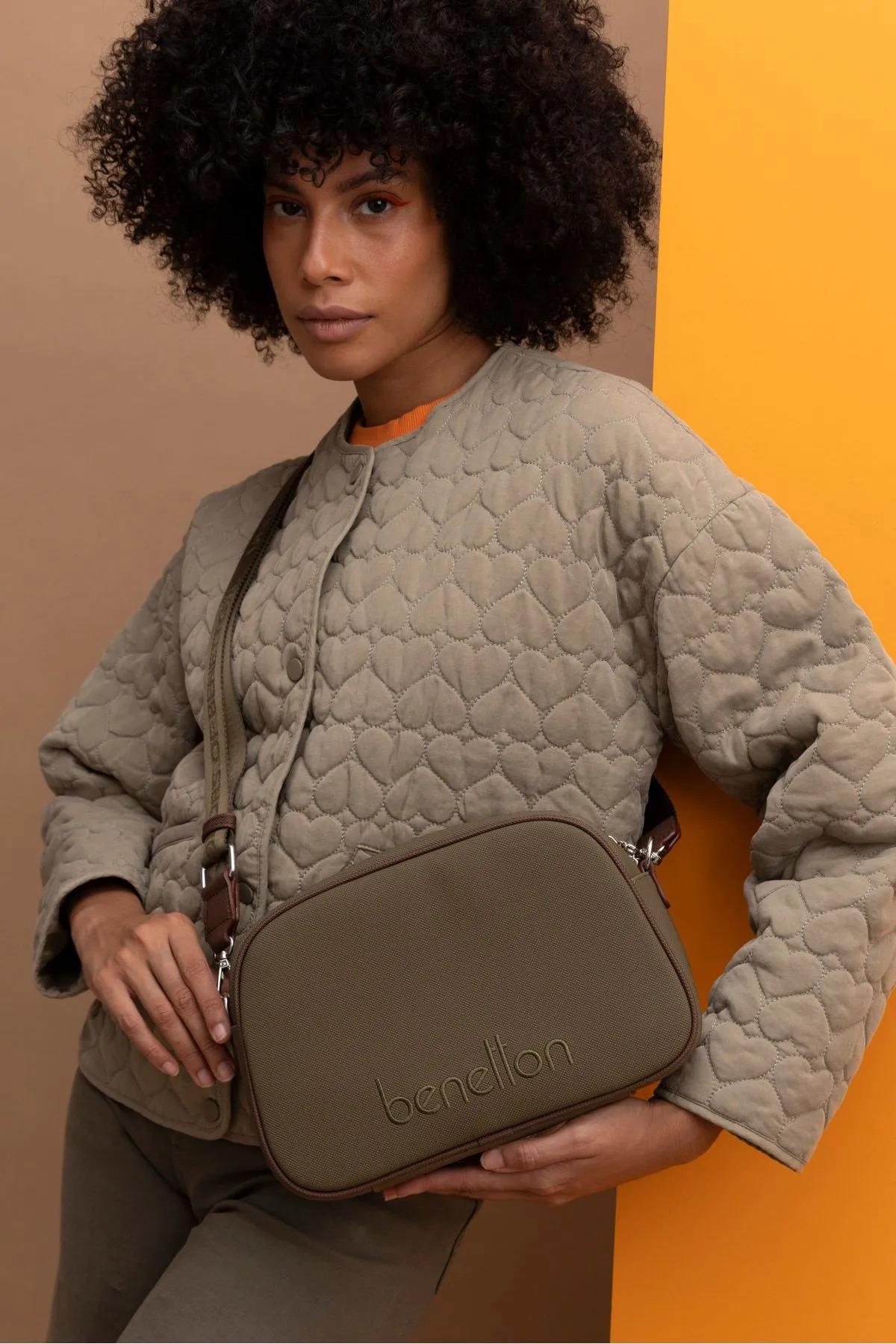 Benetton bnt1435 Kadın Çapraz Çanta Haki Kahve