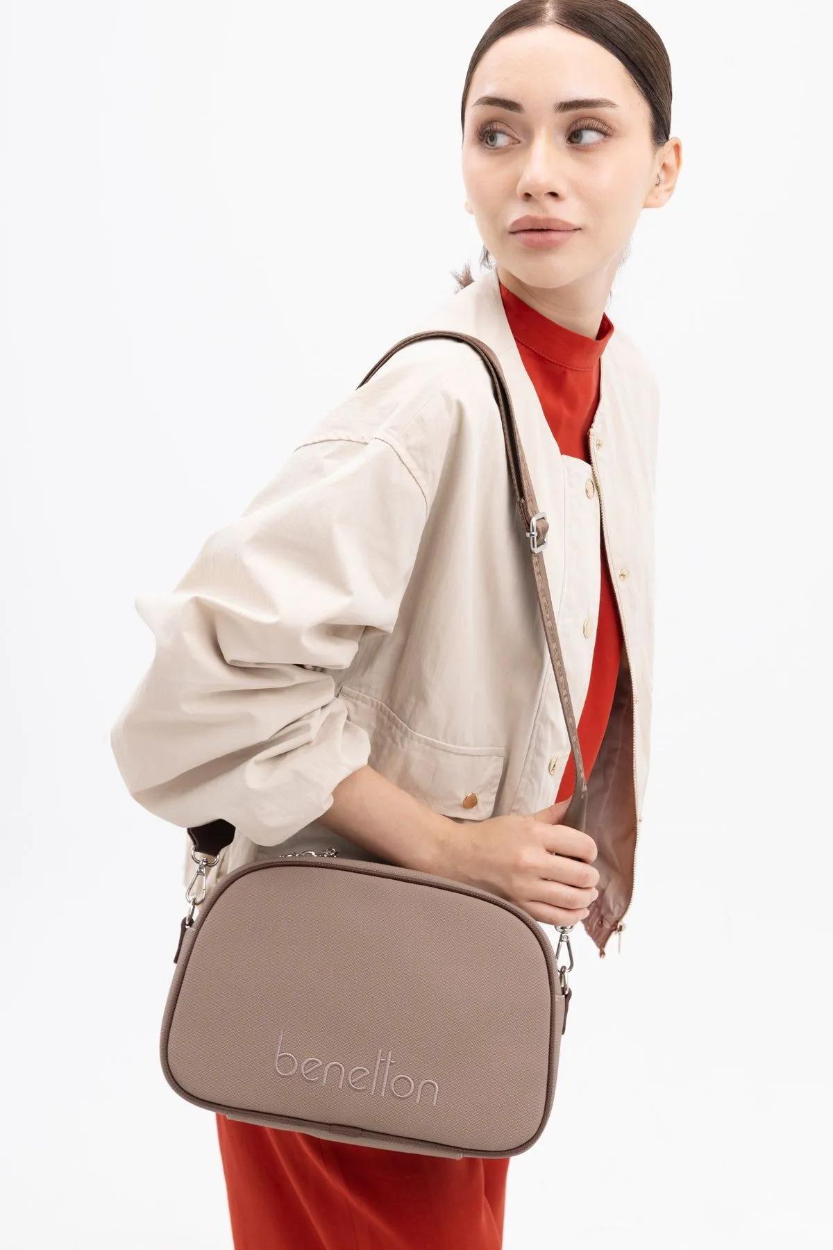 Benetton bnt1435 Kadın Çapraz Çanta Vizon Kahve