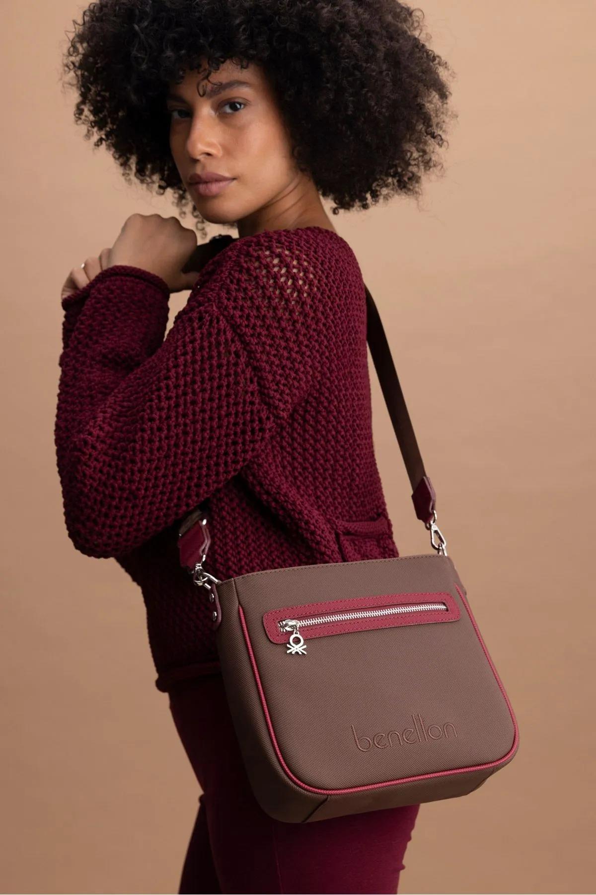 Benetton bnt1439 Kadın Çapraz Çanta Kahve Bordo