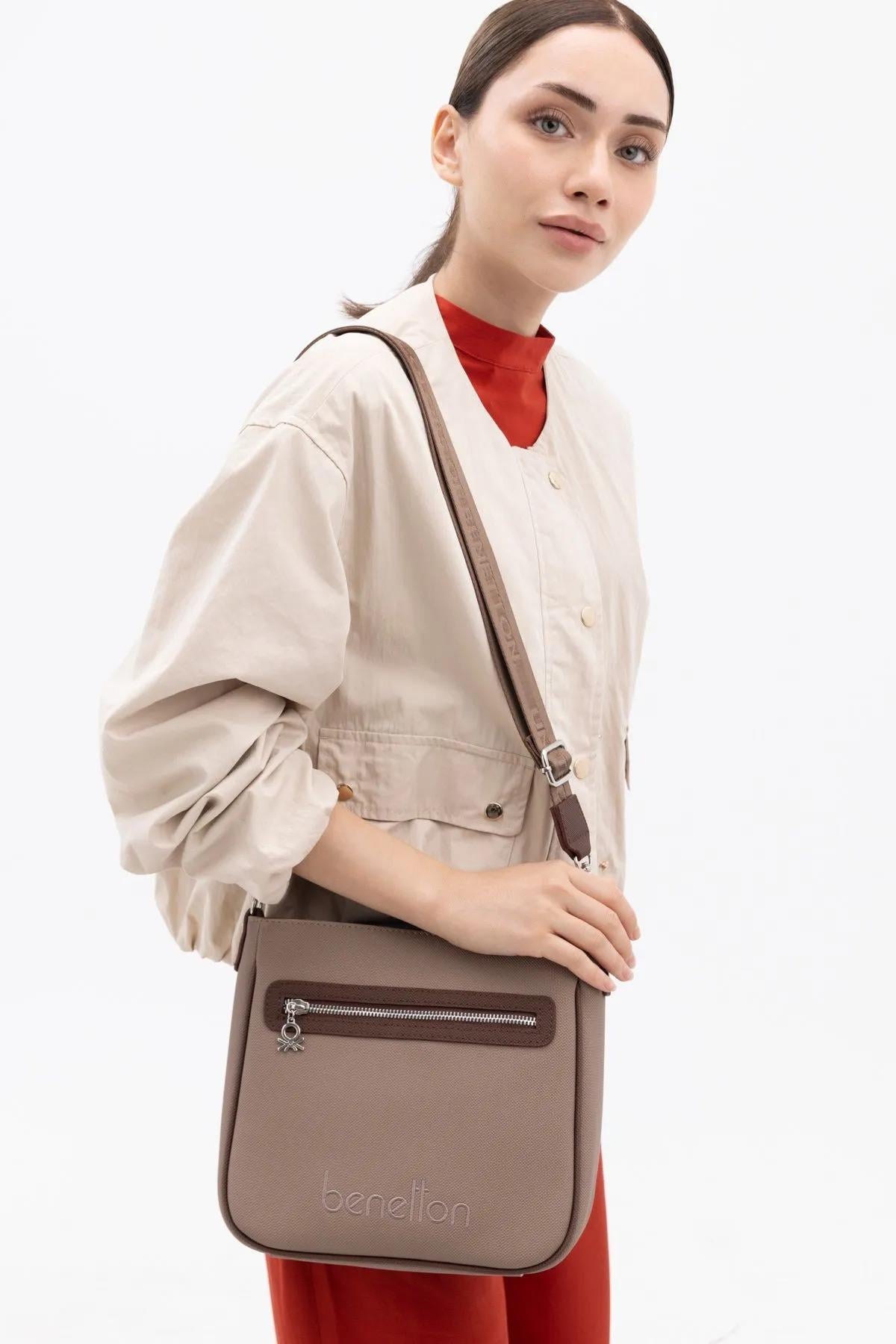Benetton bnt1439 Kadın Çapraz Çanta Vizon Kahve 