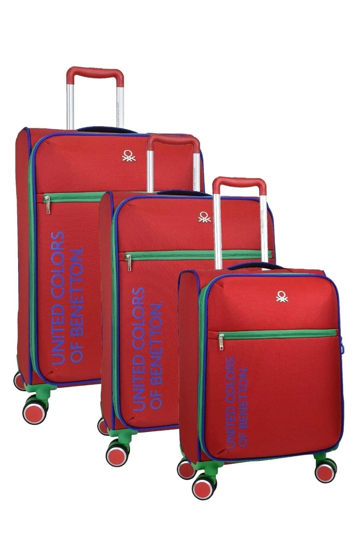 Benetton bnt2100 3lü Kumaş Valiz Seti Kırmızı