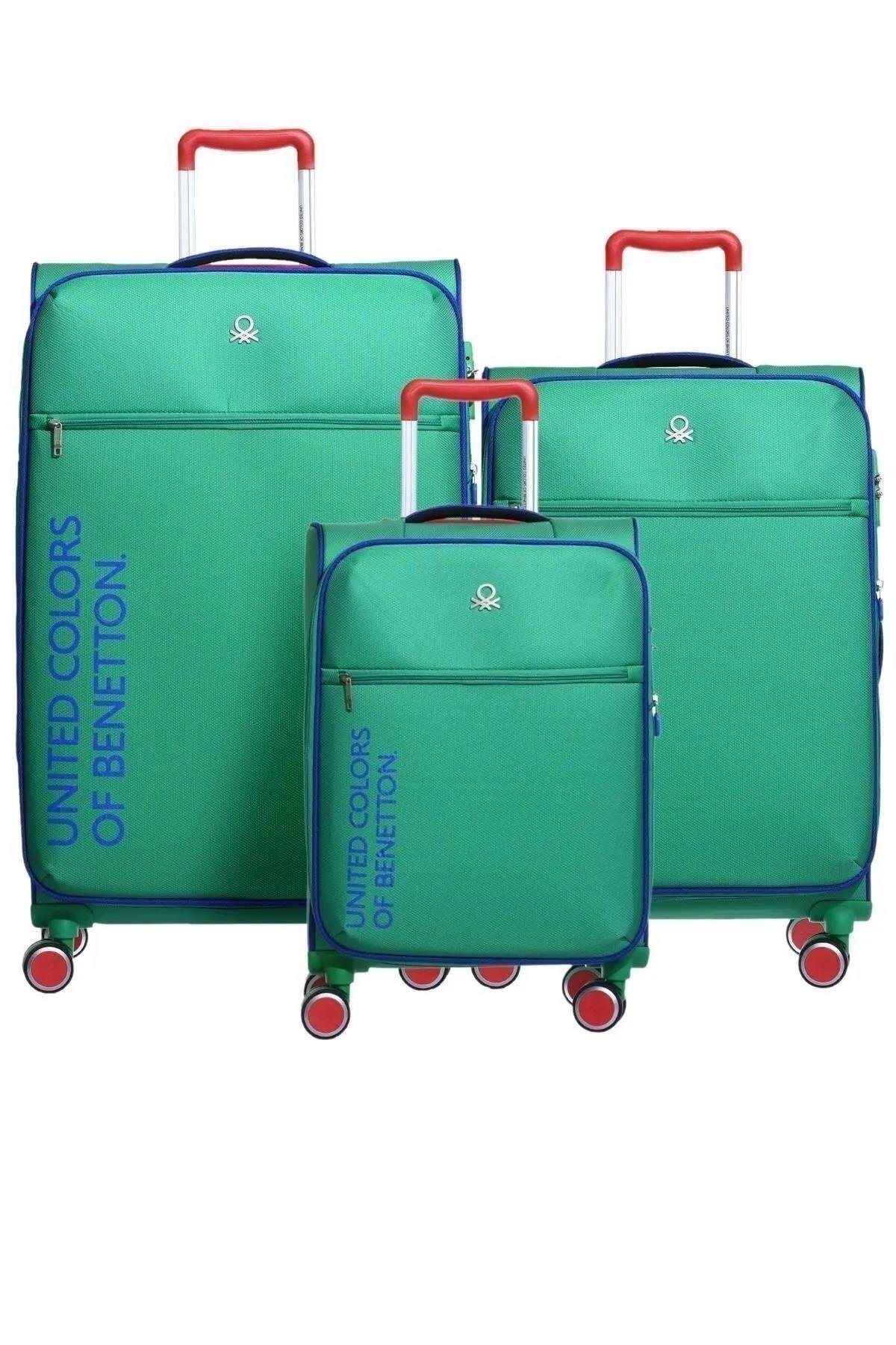 Benetton bnt2100 3lü Kumaş Valiz Seti Yeşil