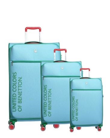 BENETTON BNT2100 KUMAŞ VALİZ  TURKUAZ 3 LÜ SET