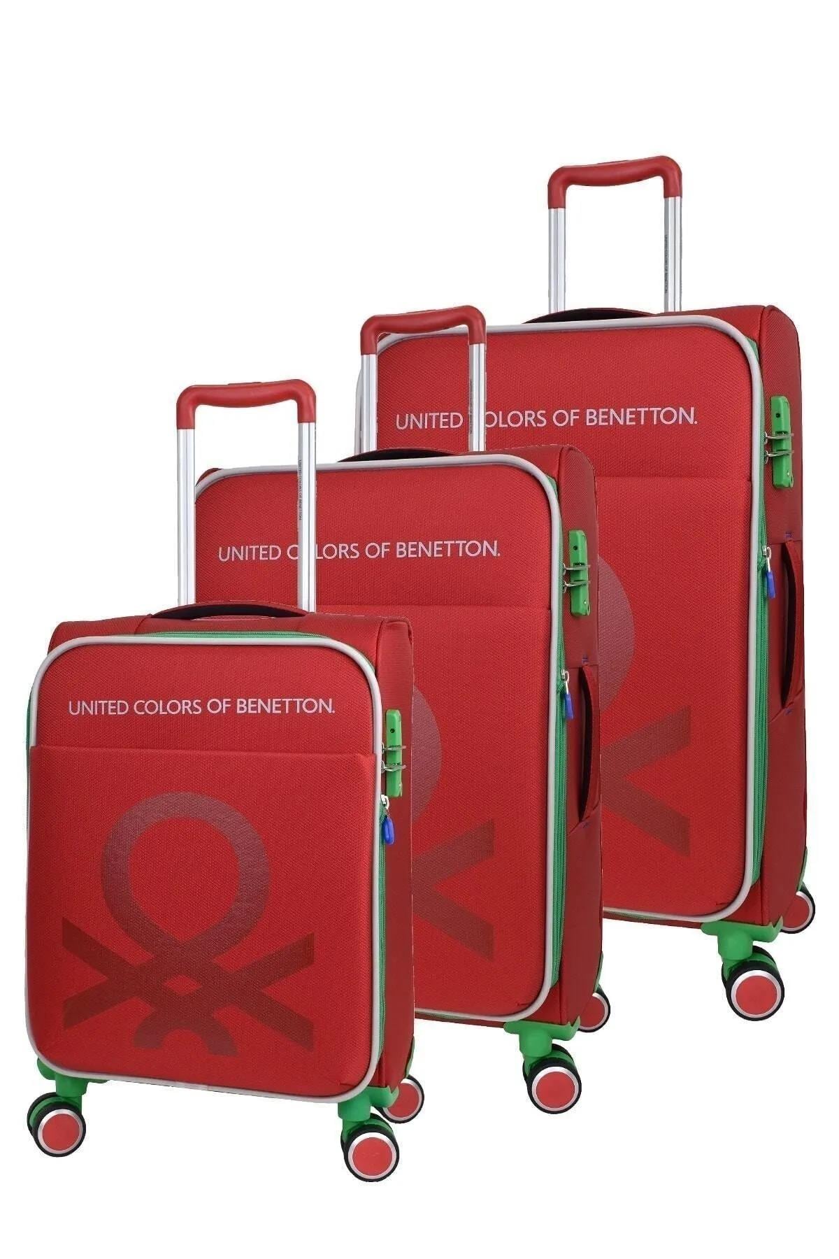 Benetton bnt2200 3lü Kumaş Valiz Seti Kırmızı