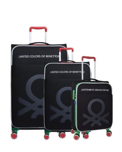 BENETTON BNT2200 KUMAŞ VALİZ SİYAH 3 LÜ SET