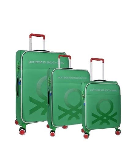 BENETTON BNT2200 KUMAŞ VALİZ YEŞİL 3 LÜ SET