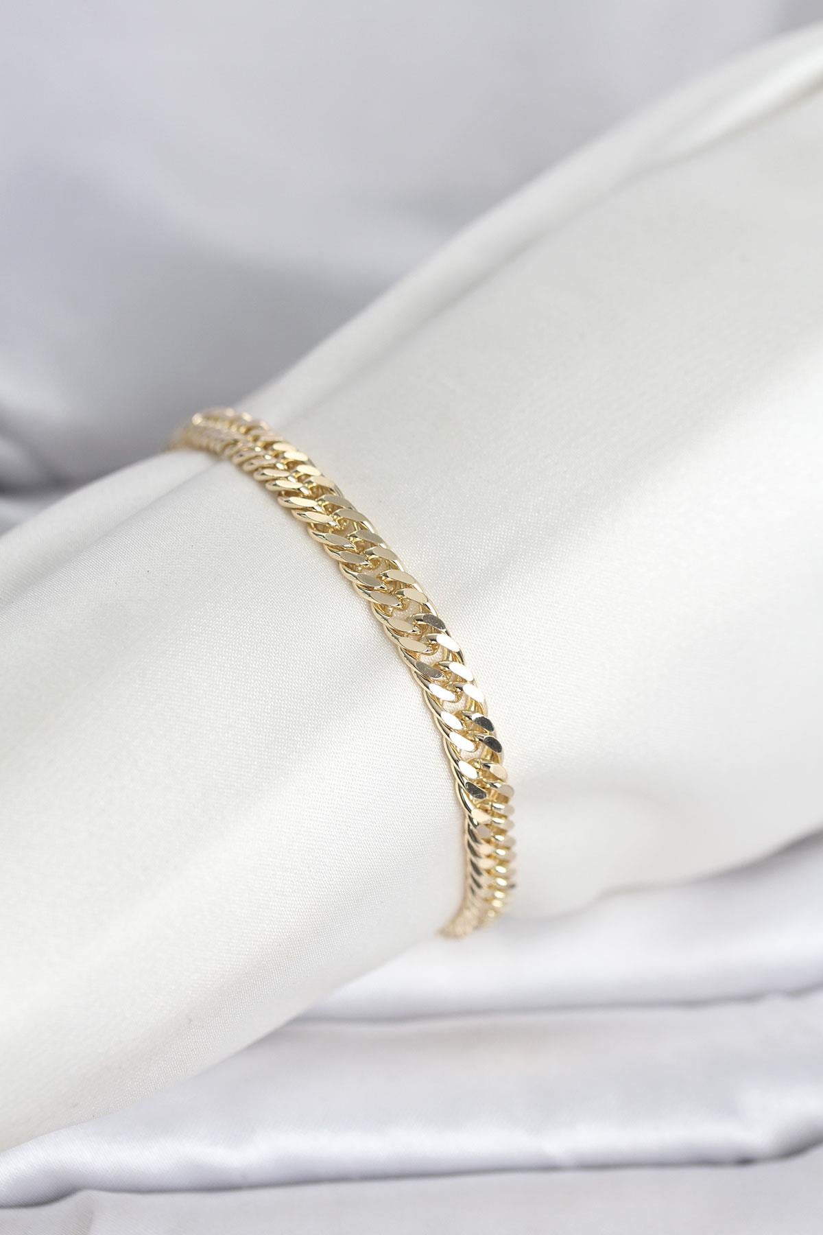 CM 14K Gold Renk Kalın Zincir Model Kadın Bileklik