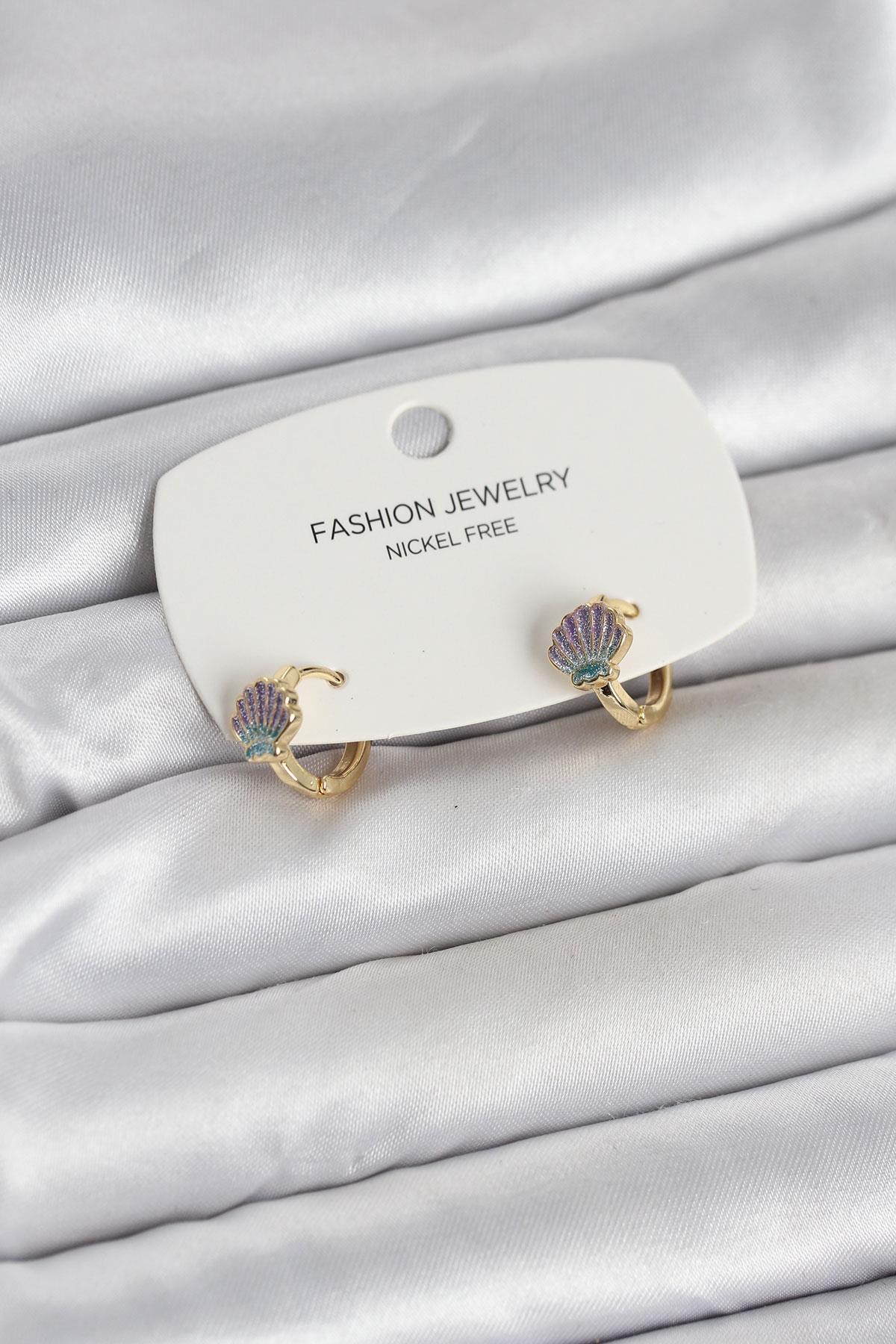 Deniz Kabuğu Model Gold Pirinç Çocuk Küpe