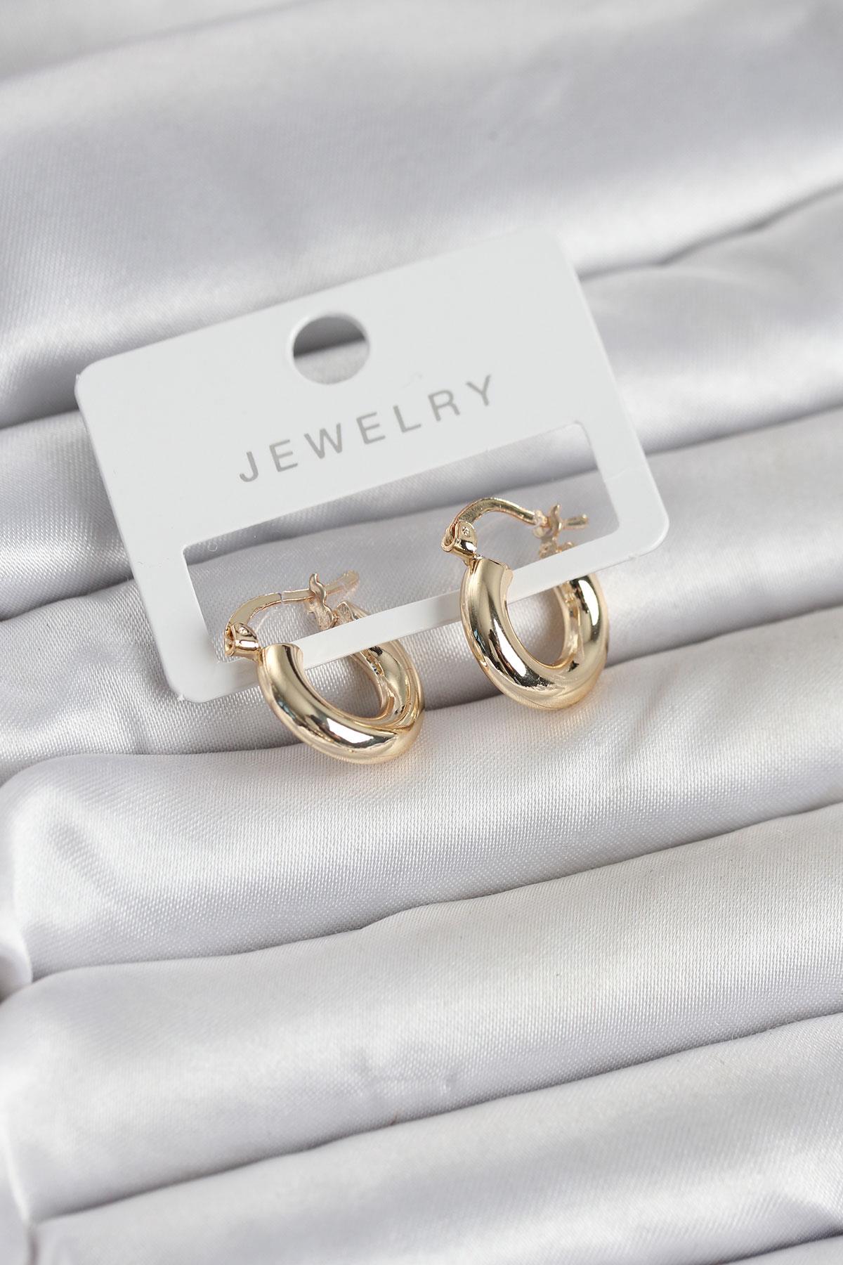 Gold Renk Pirinç Halka 15 mm Kadın Küpe
