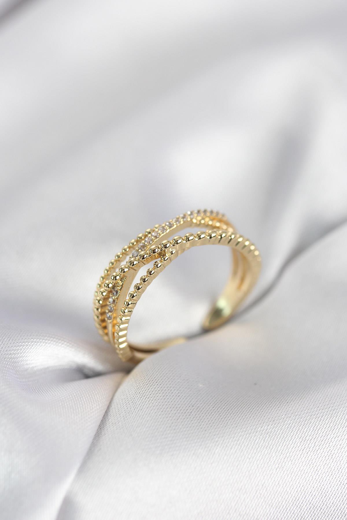 Gold Renk Sarmal Model Kadın Yüzük