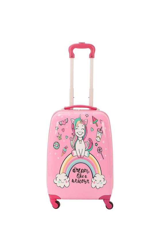 MÇS V307 ABS ÇOCUK VALİZ-PEMBE-UNICORN BASKI