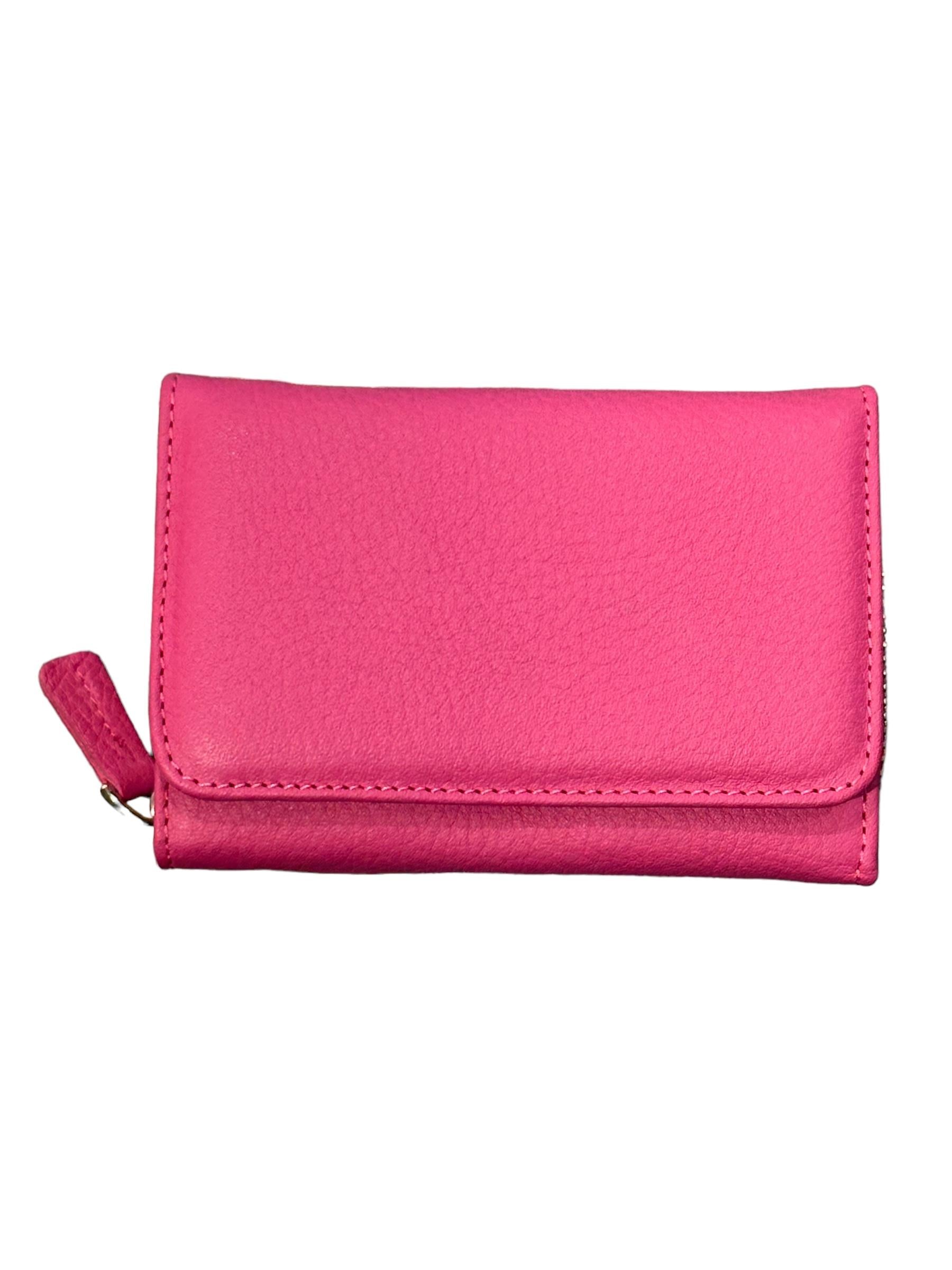 Monte Lui Unisex Hakiki Deri Cüzdan Pembe