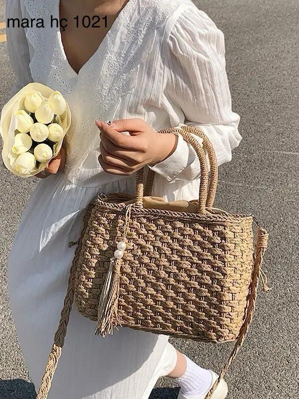 Monte Lui zrv-019 Hasır El ve Omuz Çantası Taba