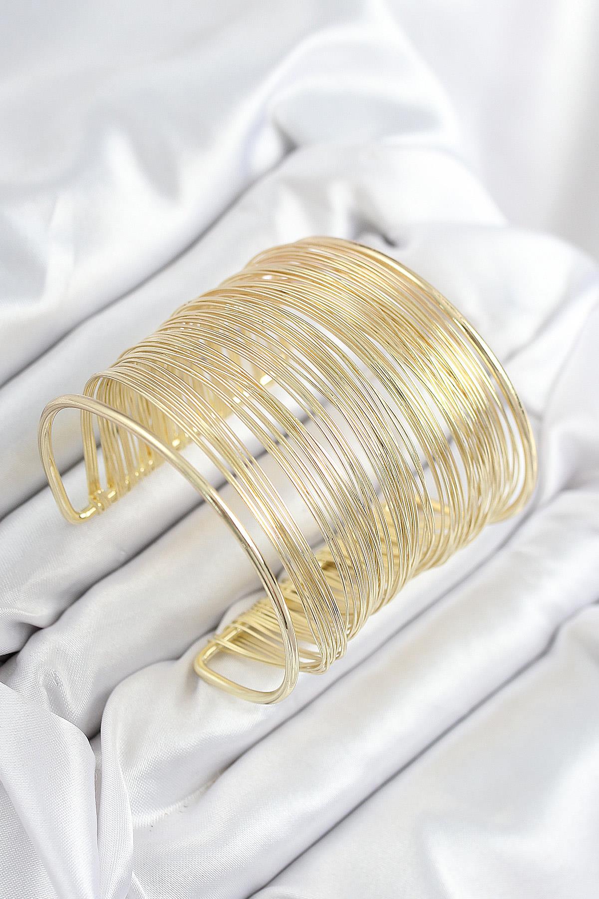 Pirinç Tel Sarma Model Gold Renk Kadın Bileklilk