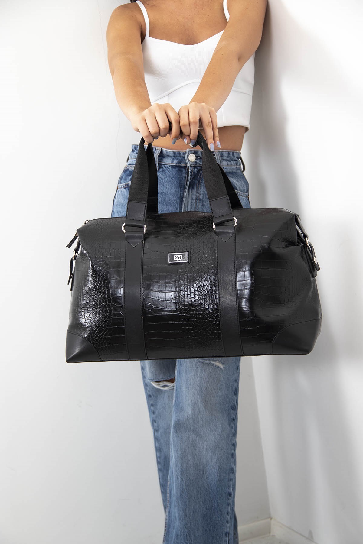 Silver&Polo 873 Seyahat Çantası Kroko Siyah
