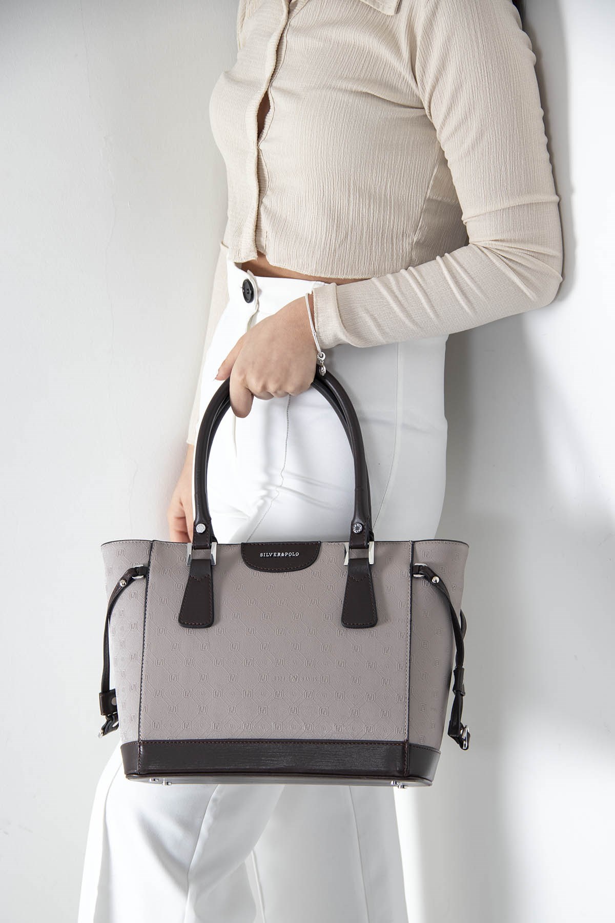 Silver&Polo 907 Kadın El ve Omuz Çantası Açık Vizon Kahve