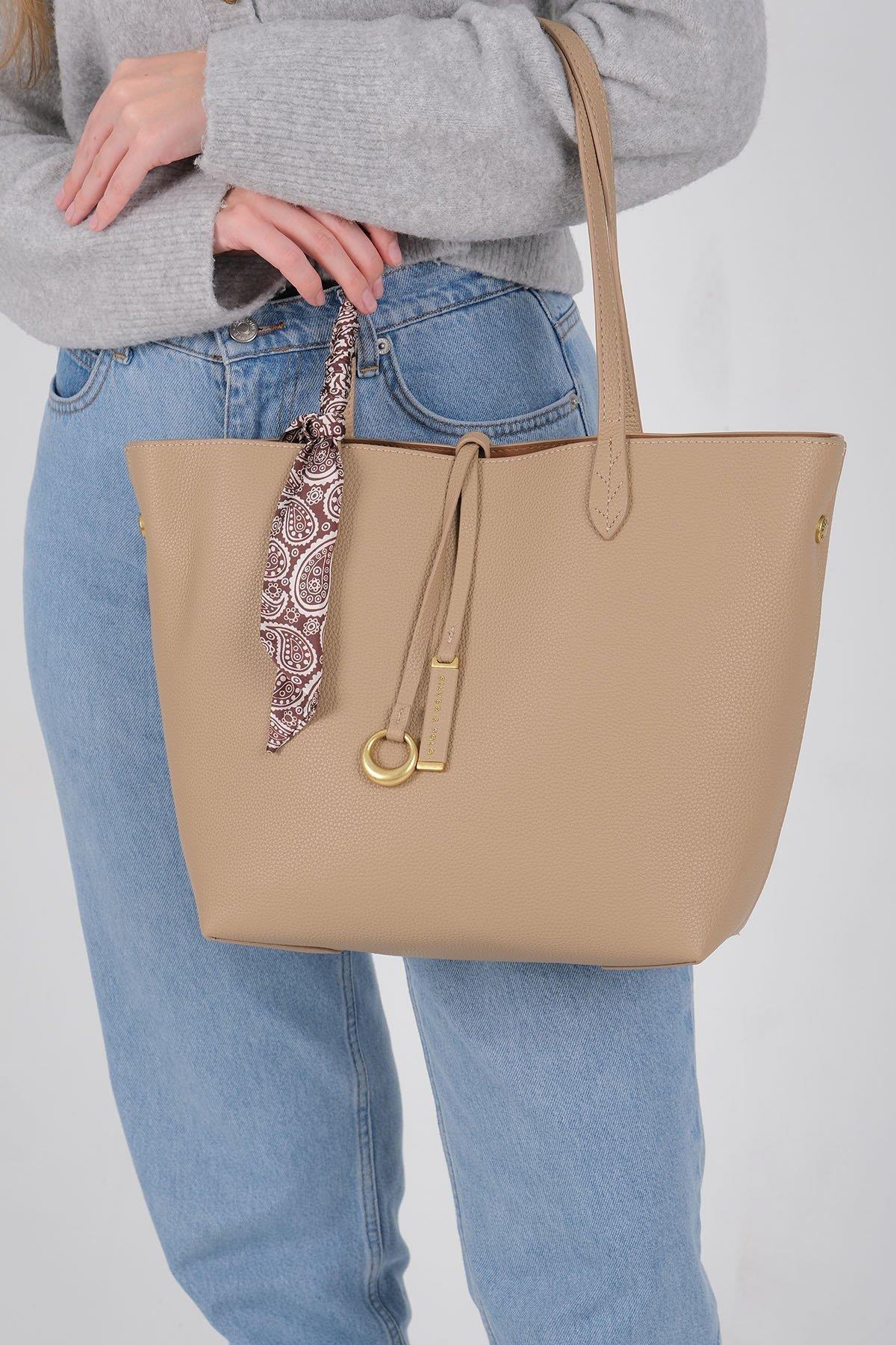 SP1247 Kadın Omuz Çantası Bej