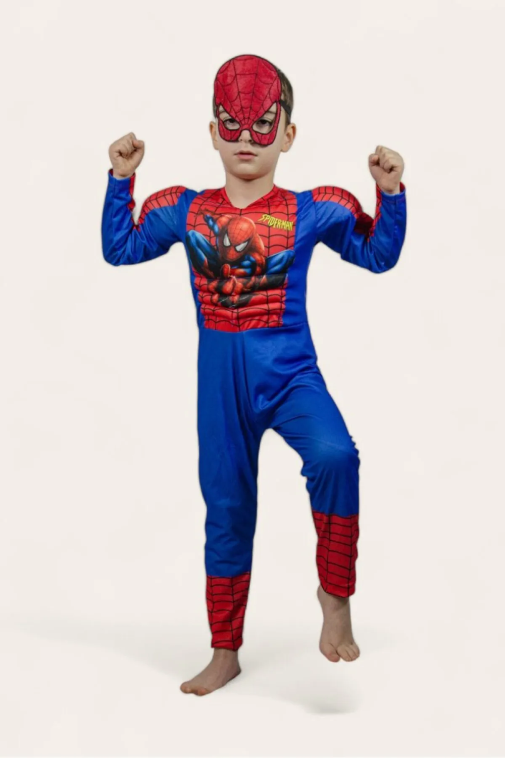      Kaslı Spiderman Kostümü Örümcek Adam Maskeli Çocuk Kostümü Resimli