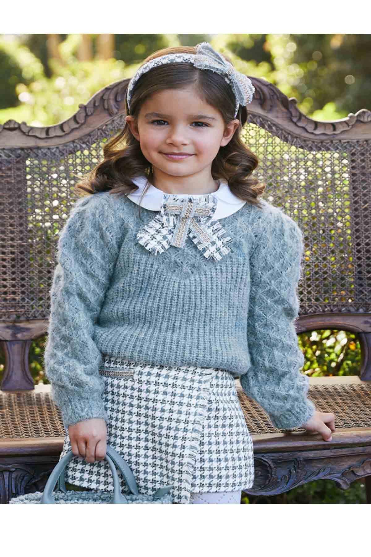 Abel & Luna Kışlık Kız Çocuk Örme Kazak - Mavi