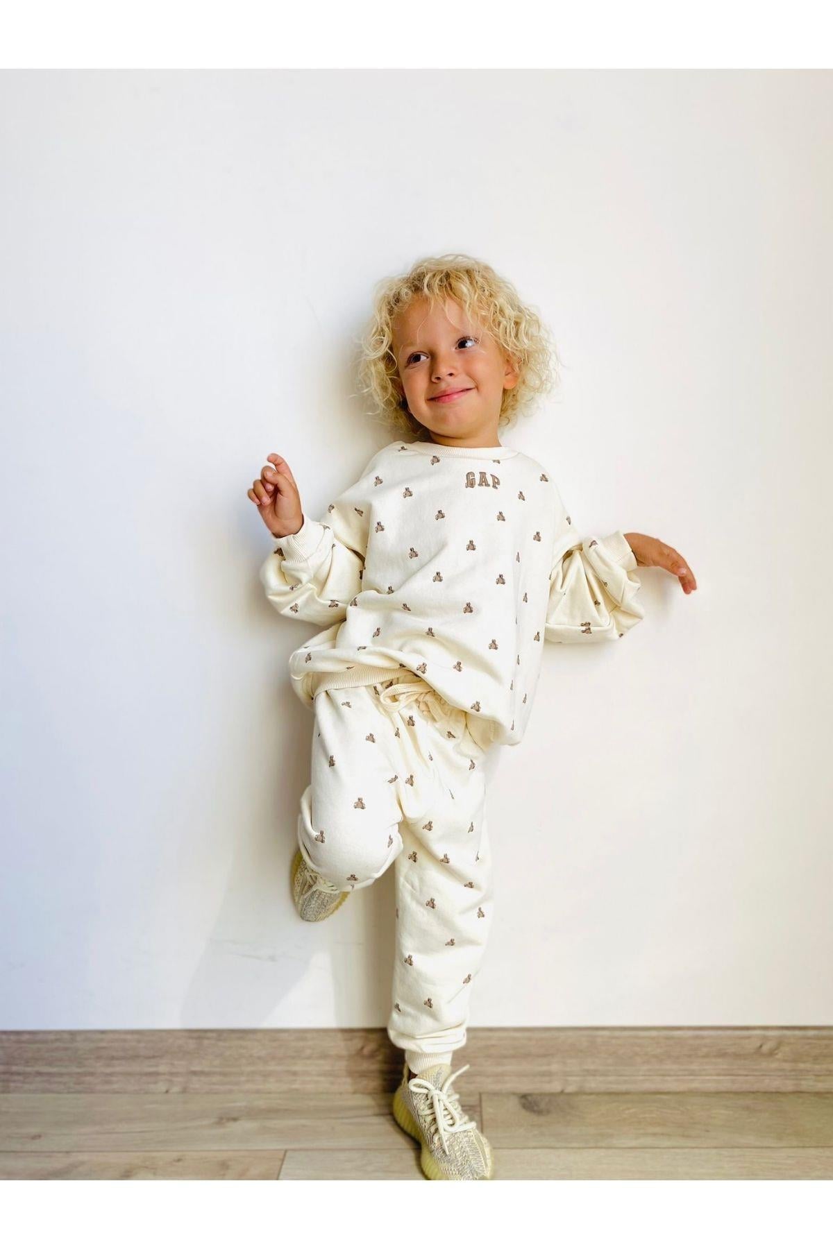 Ayıcıklı Çocuk 2'li Çocuk - Ekru