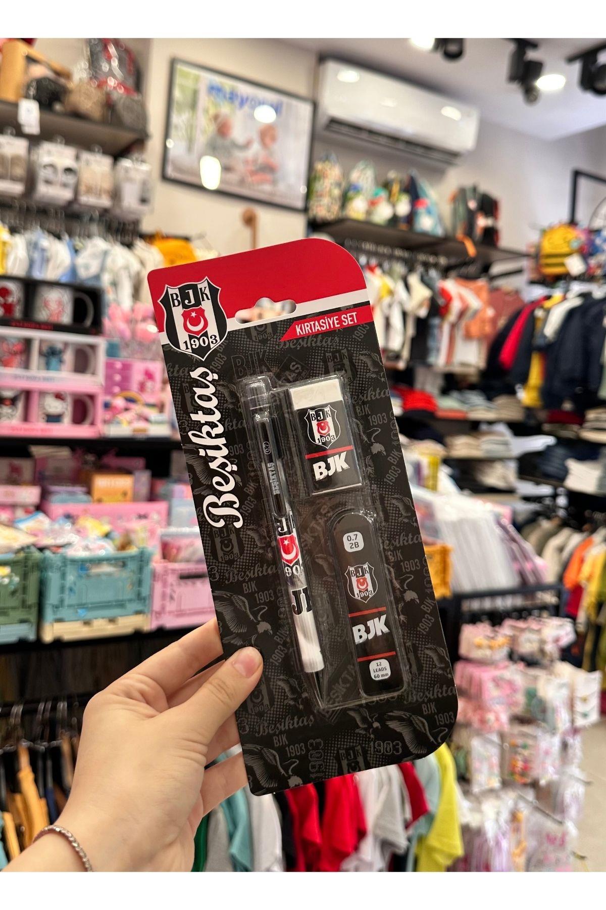 Beşiktaş 3'lü Kırtasiye Seti - 0.7mm Uclu Kalem & Silgi & Uc - Lisanslı