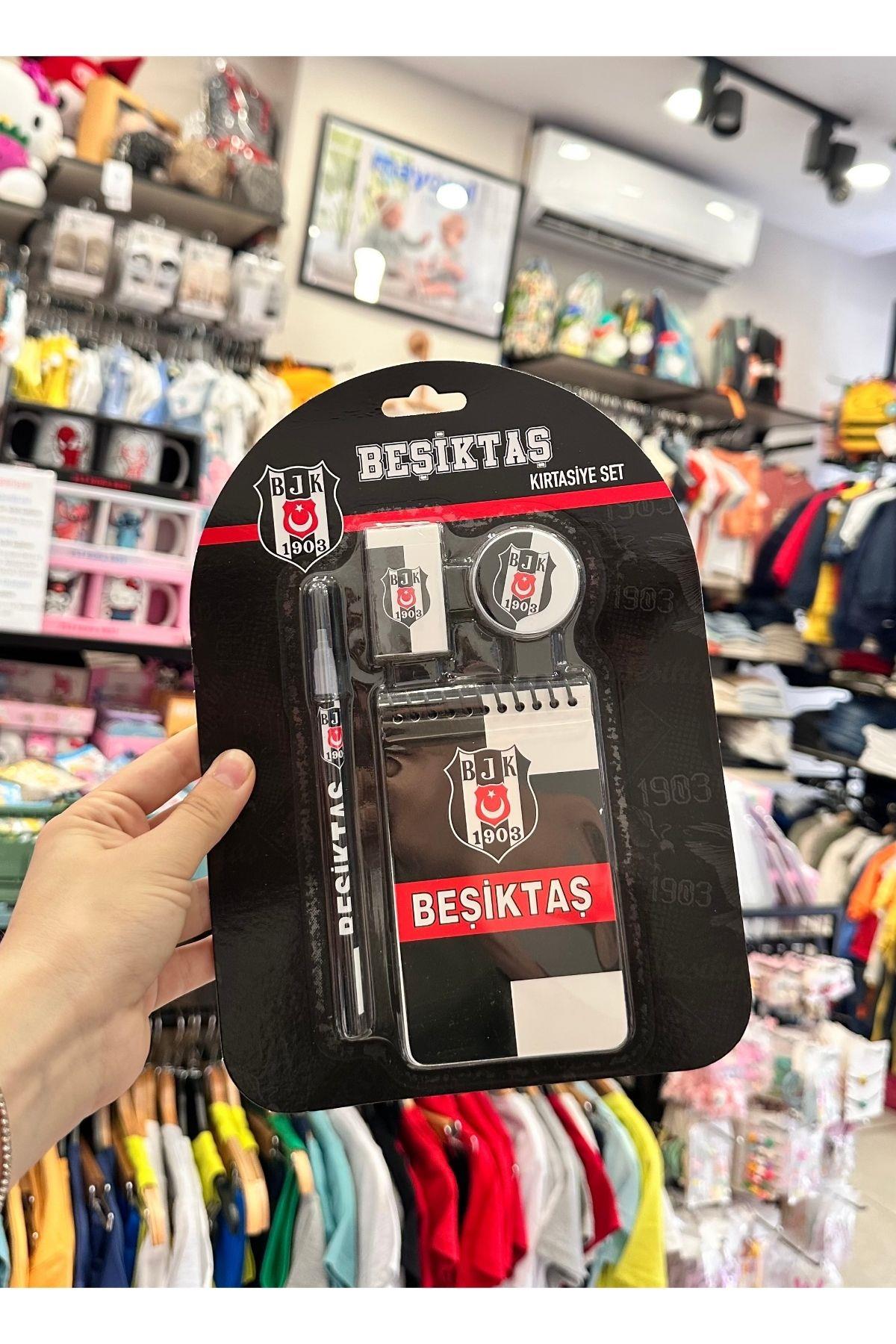 Beşiktaş 4'lü Kırtasiye Seti - Yumurtlayan Kalem & Silgi & Kalemtraş & Not Defteri - Lisanslı