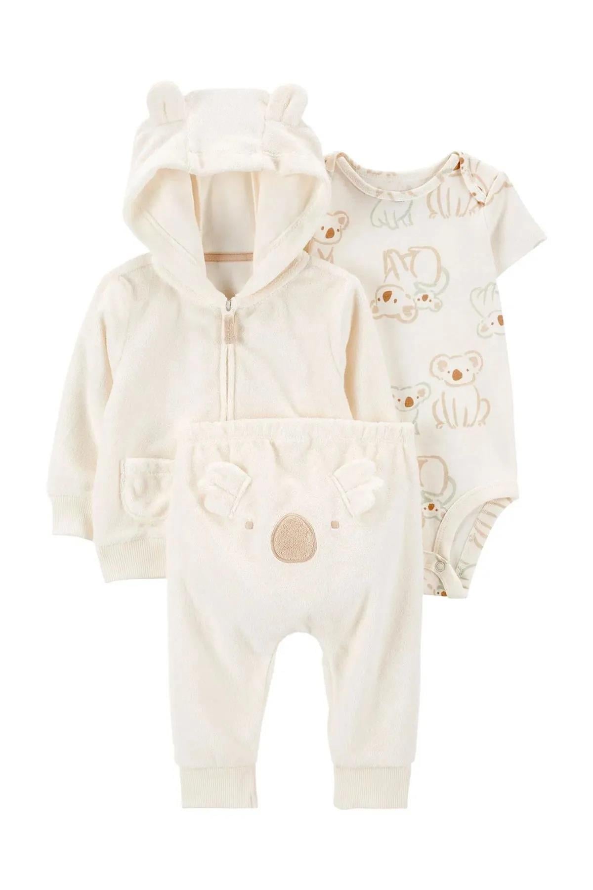 Carter's Bebek 3'lü Havlu Pantolon ve Hırkalı Set Takım