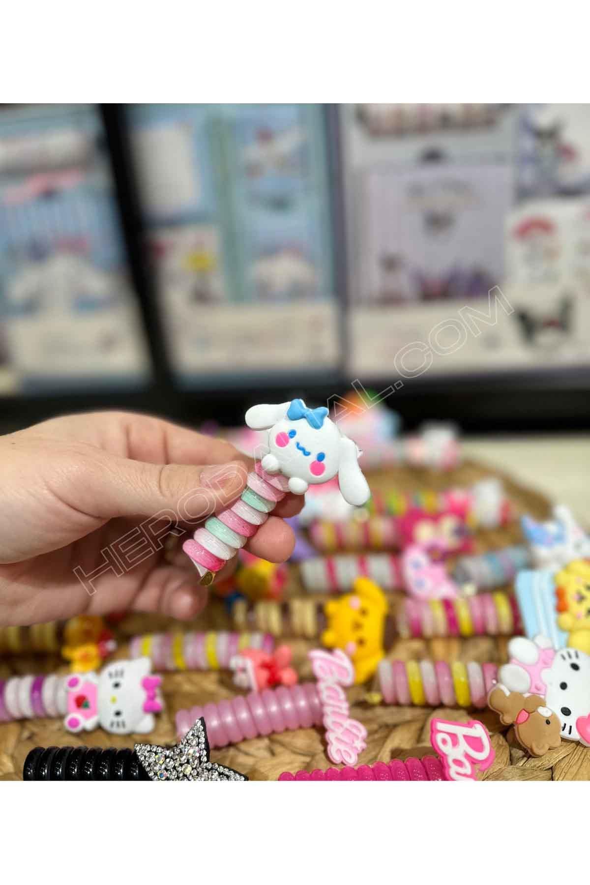 Cinnamoroll Slikon Başlıklı Akordiyon & Burgu Toka