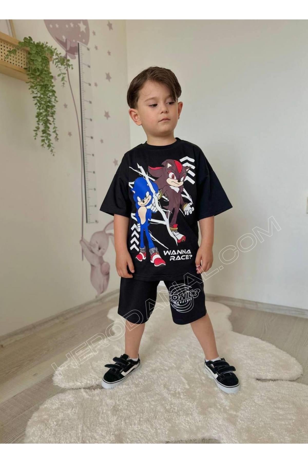 Çocuk Baskılı Şort & T-shırt 2'li Takım - Model 12