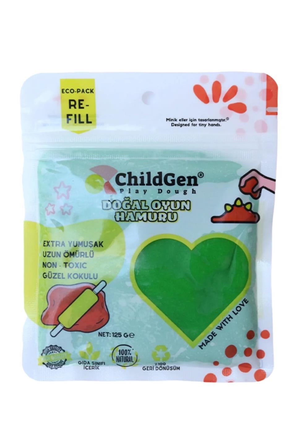 Doğal Oyun Hamuru 125 Gr Vakumlu Kartuş Paket - Yeşil