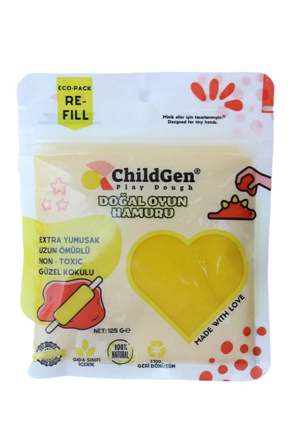 Doğal Oyun Hamuru 125 Gr Vakumlu Kartuş Paket - Sarı