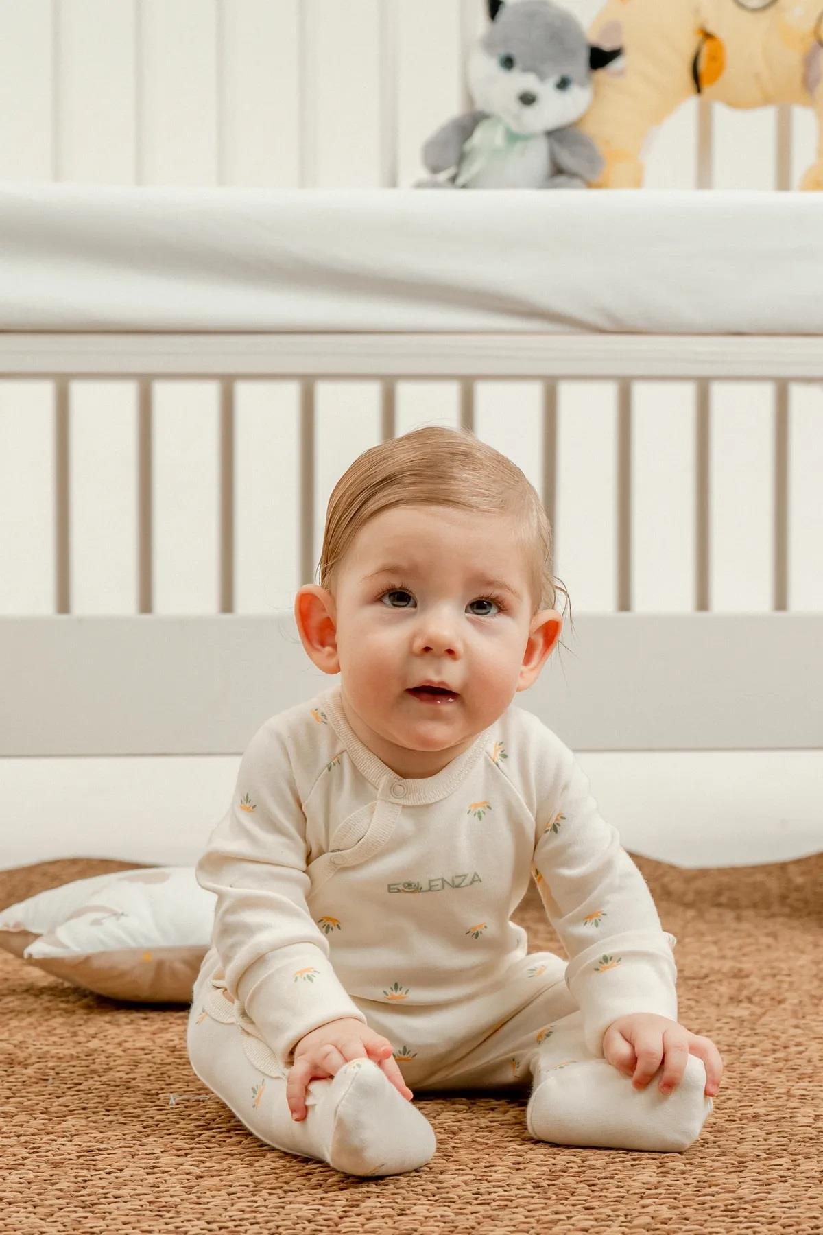 Eslenza Organik Lotus Desenli Unisex Bebek Tulum