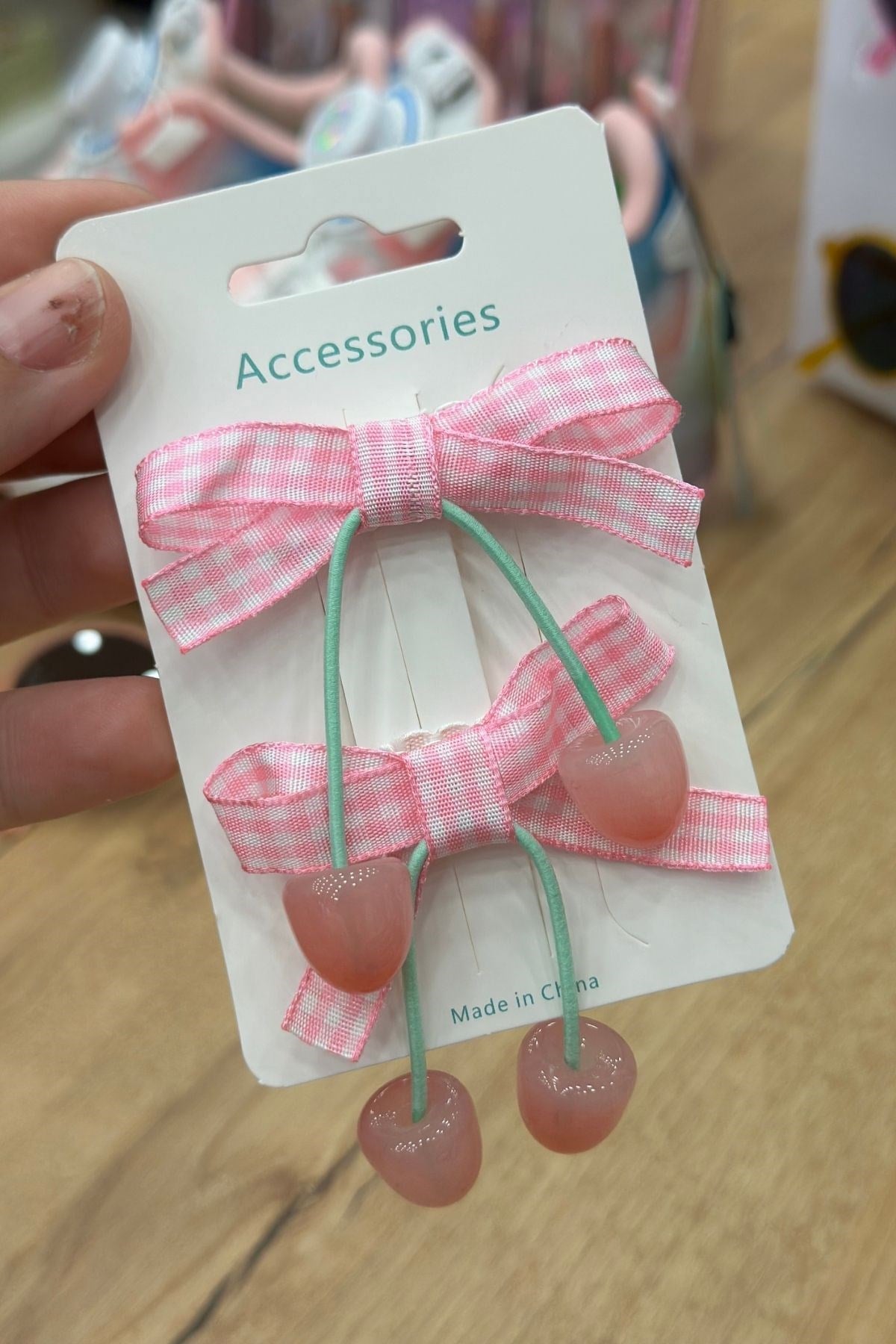 Fiyonklu Kiraz Model 2'li Pens Toka - Pembe Tema