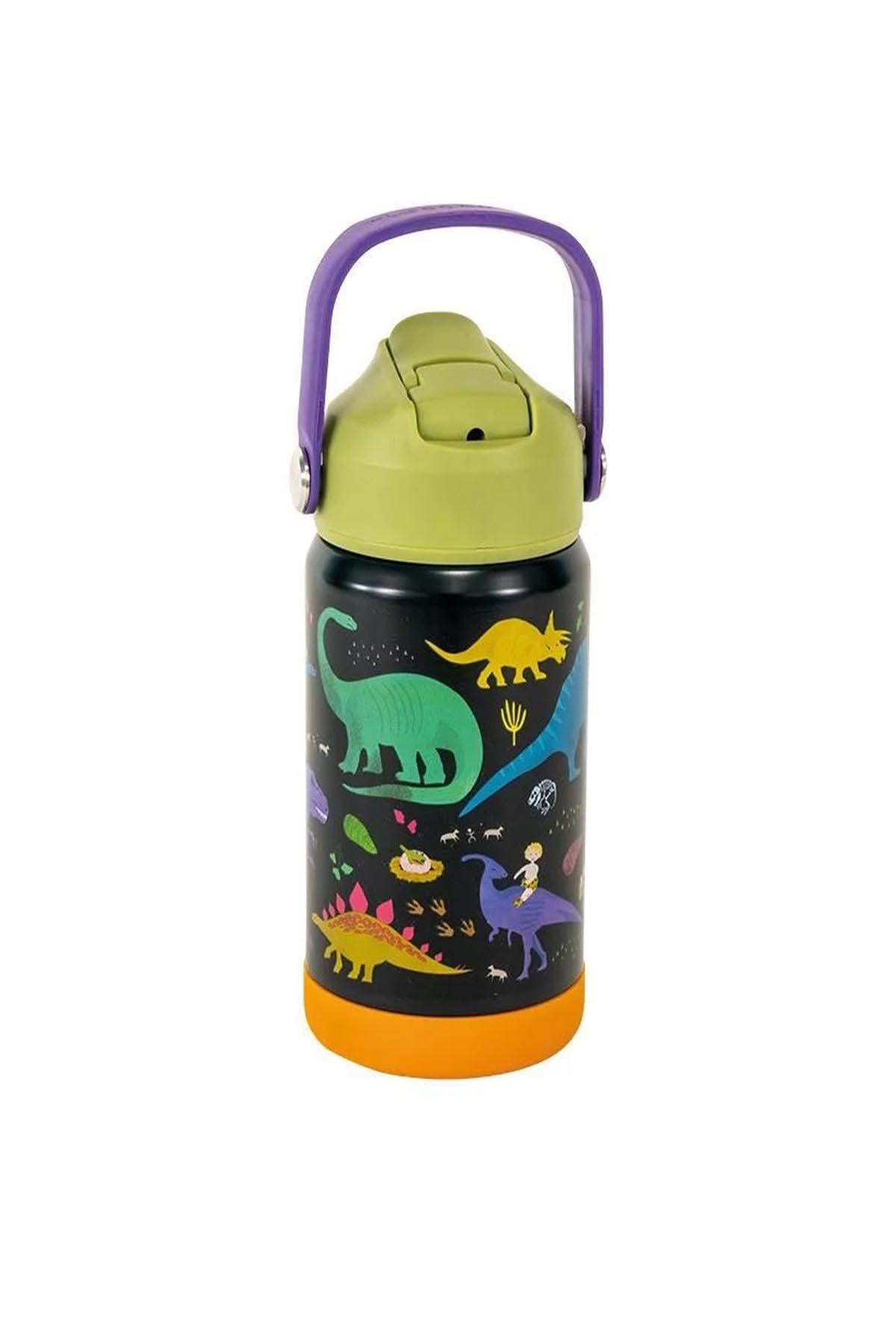 Floss & Rock Paslanmaz Çelik Pipetli Suluk / Dino