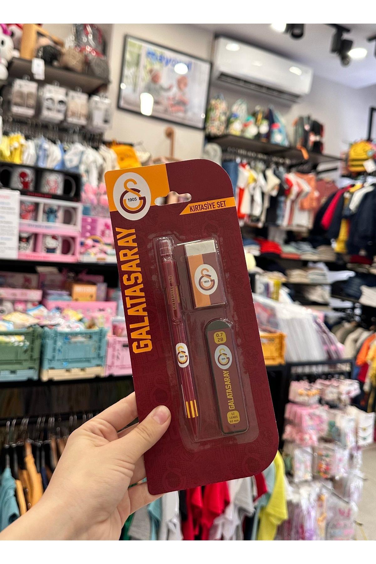 Galatasaray 3'lü Kırtasiye Seti - 0.7mm Uclu Kalem & Silgi & Uc - Lisanslı