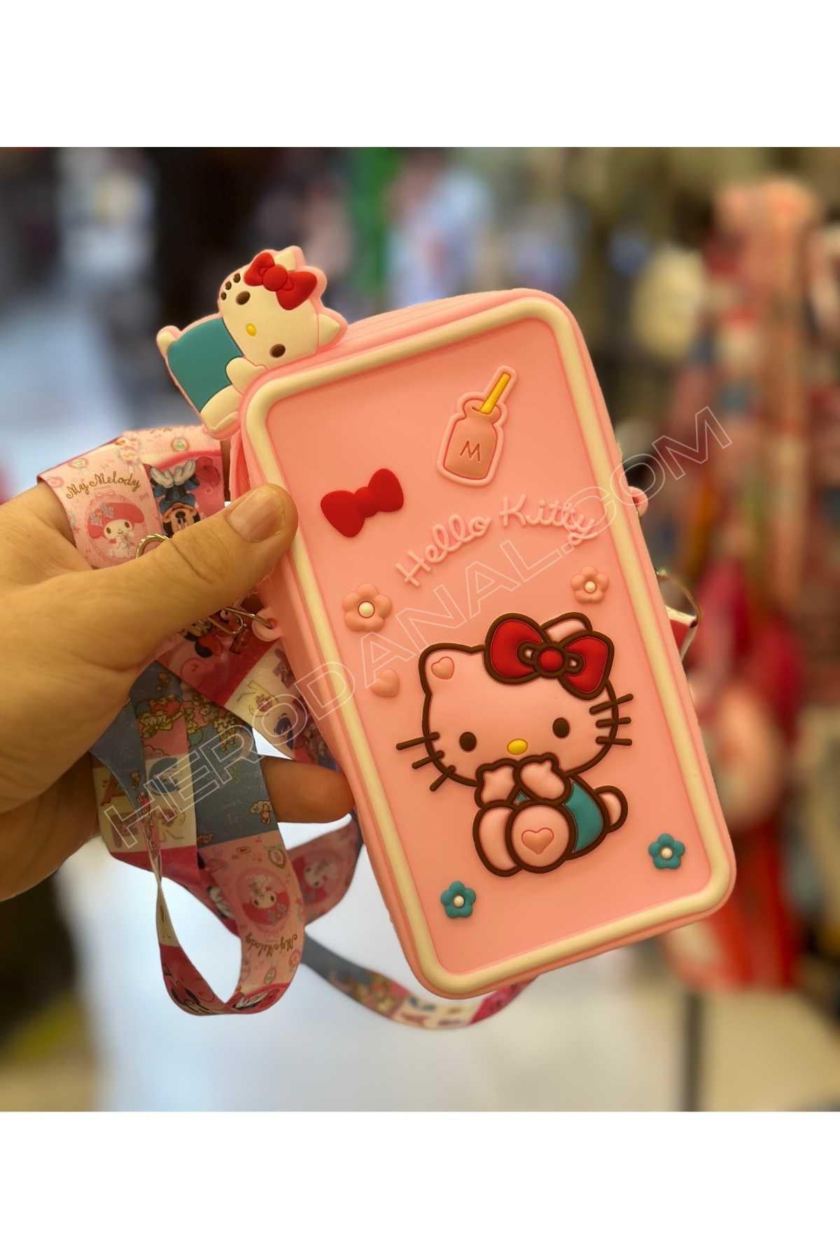 Hello Kitty Silikon Telefon Çantası - Pembe