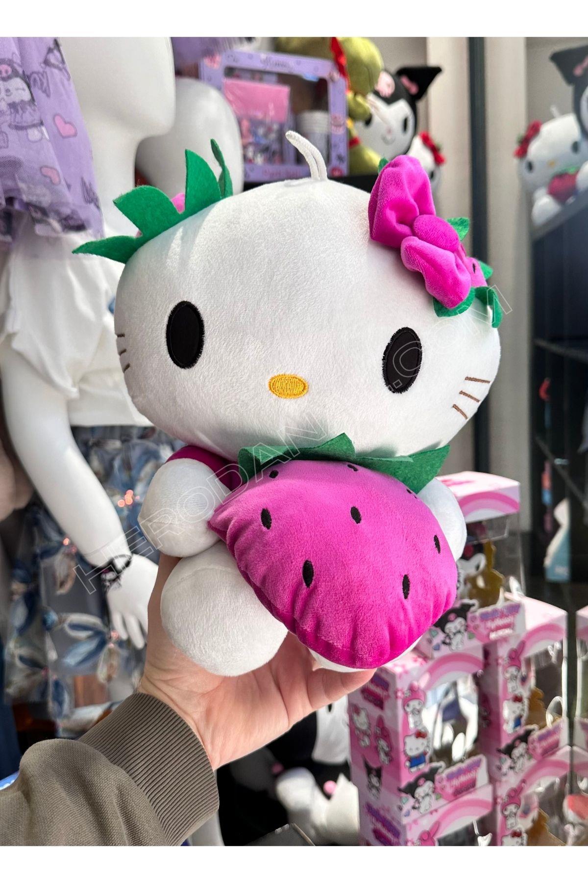 Helo Kitty Sevimli Çilekli Peluş Oyuncak - 26CM - Mor