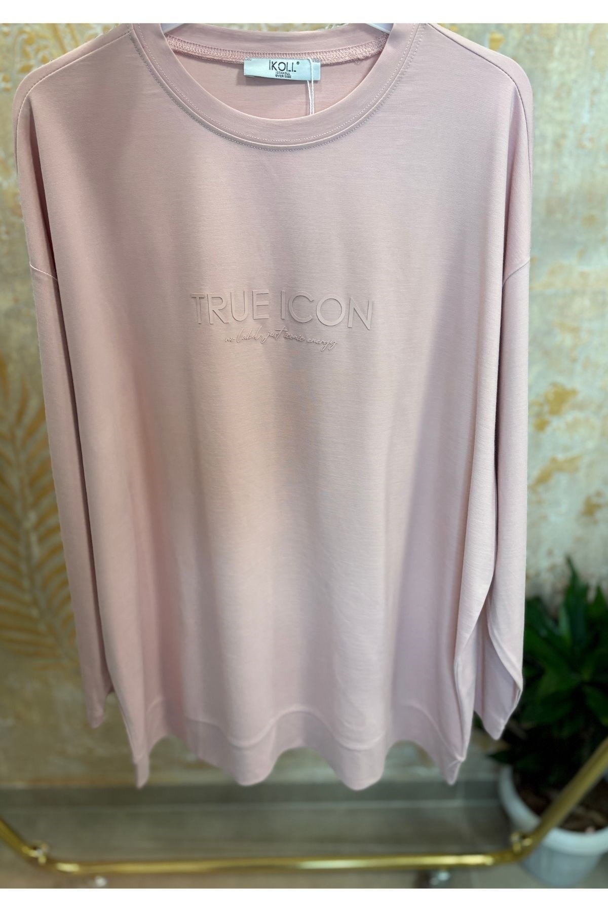 Kadın Tonoton Baskılı Basıc Sweat -Pembe