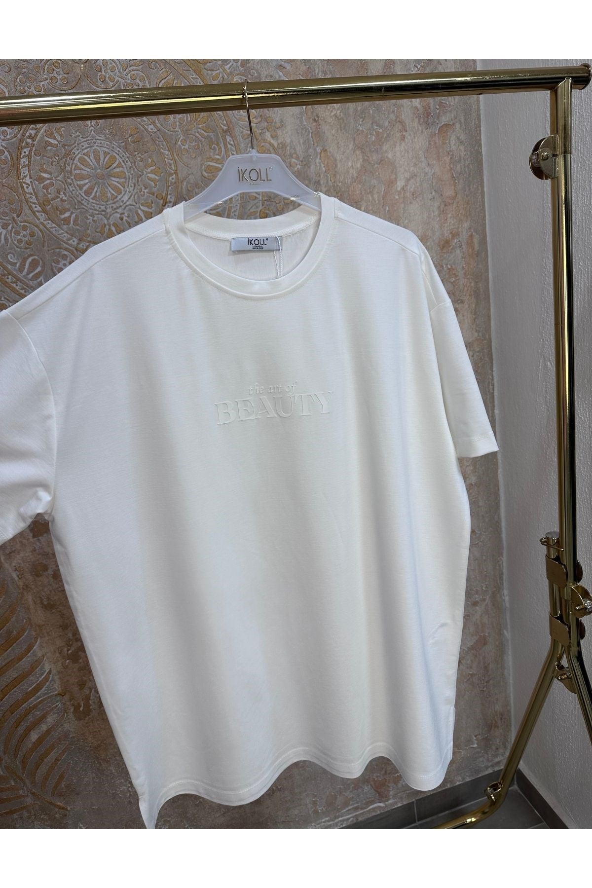 Kadın Tonoton Baskılı Basıc T-shirt -Ekru