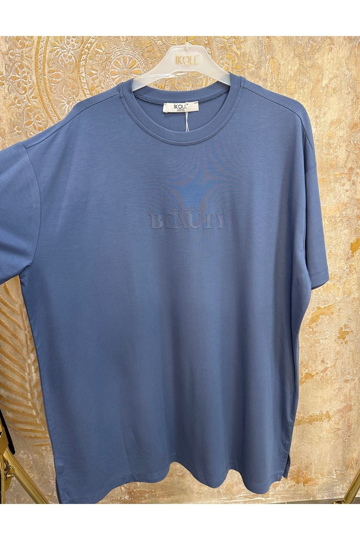 Kadın Tonoton Baskılı Basıc T-shirt -Element  Mavisi