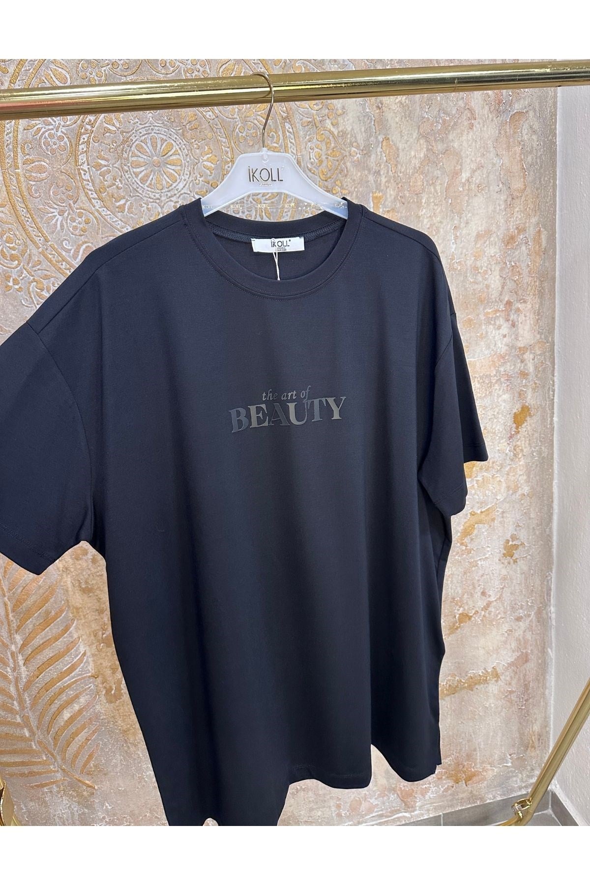 Kadın Tonoton Baskılı Basıc T-shirt -Siyah