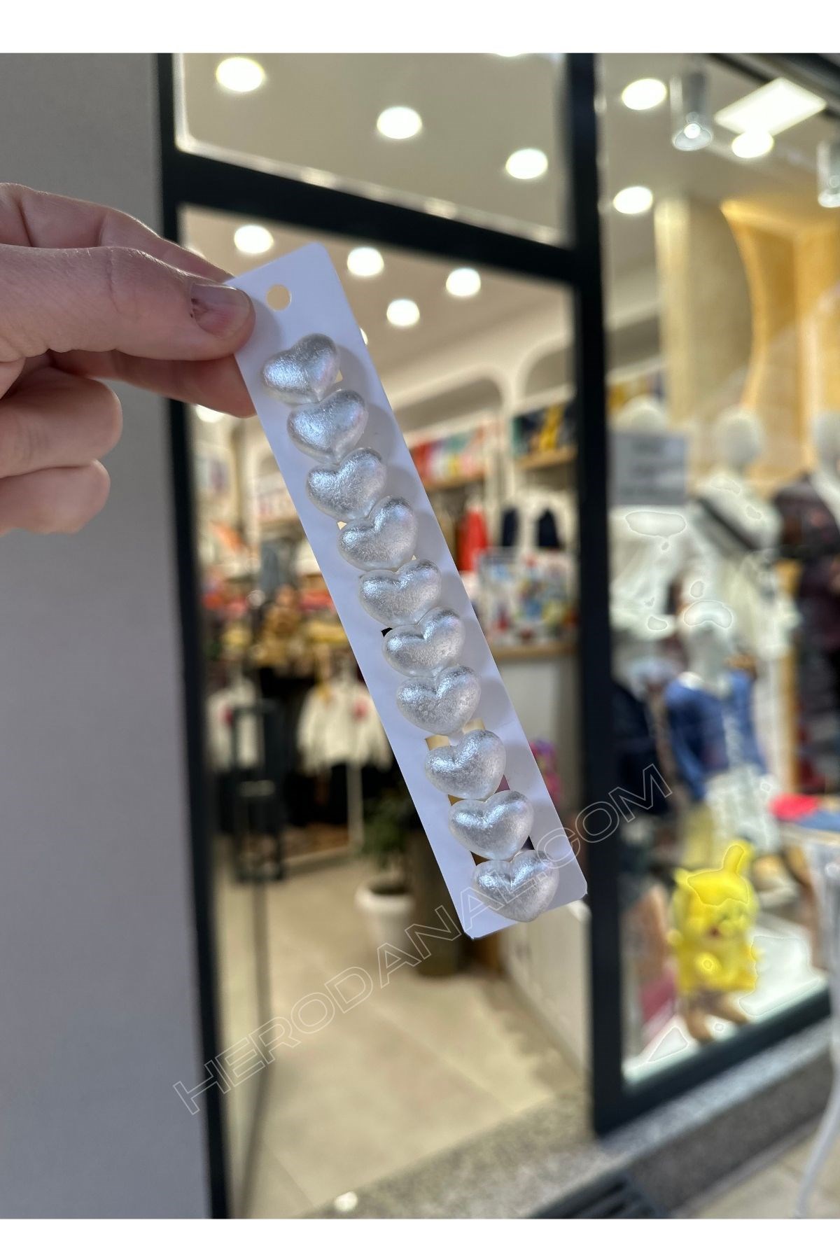 Kalp Trend Saç Küpesi 10'lu - Dokulu Sedef Beyaz
