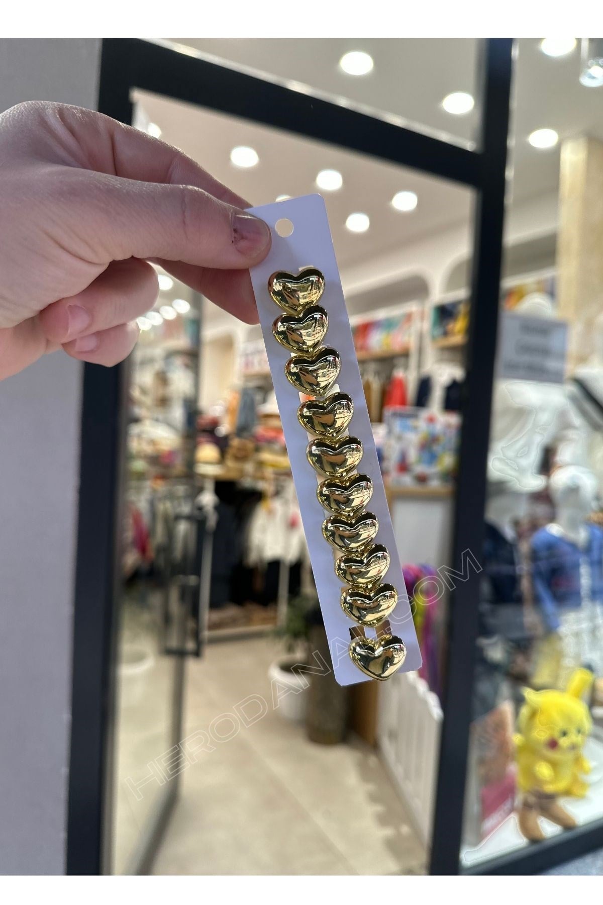 Kalp Trend Saç Küpesi 10'lu - Parlak Gold