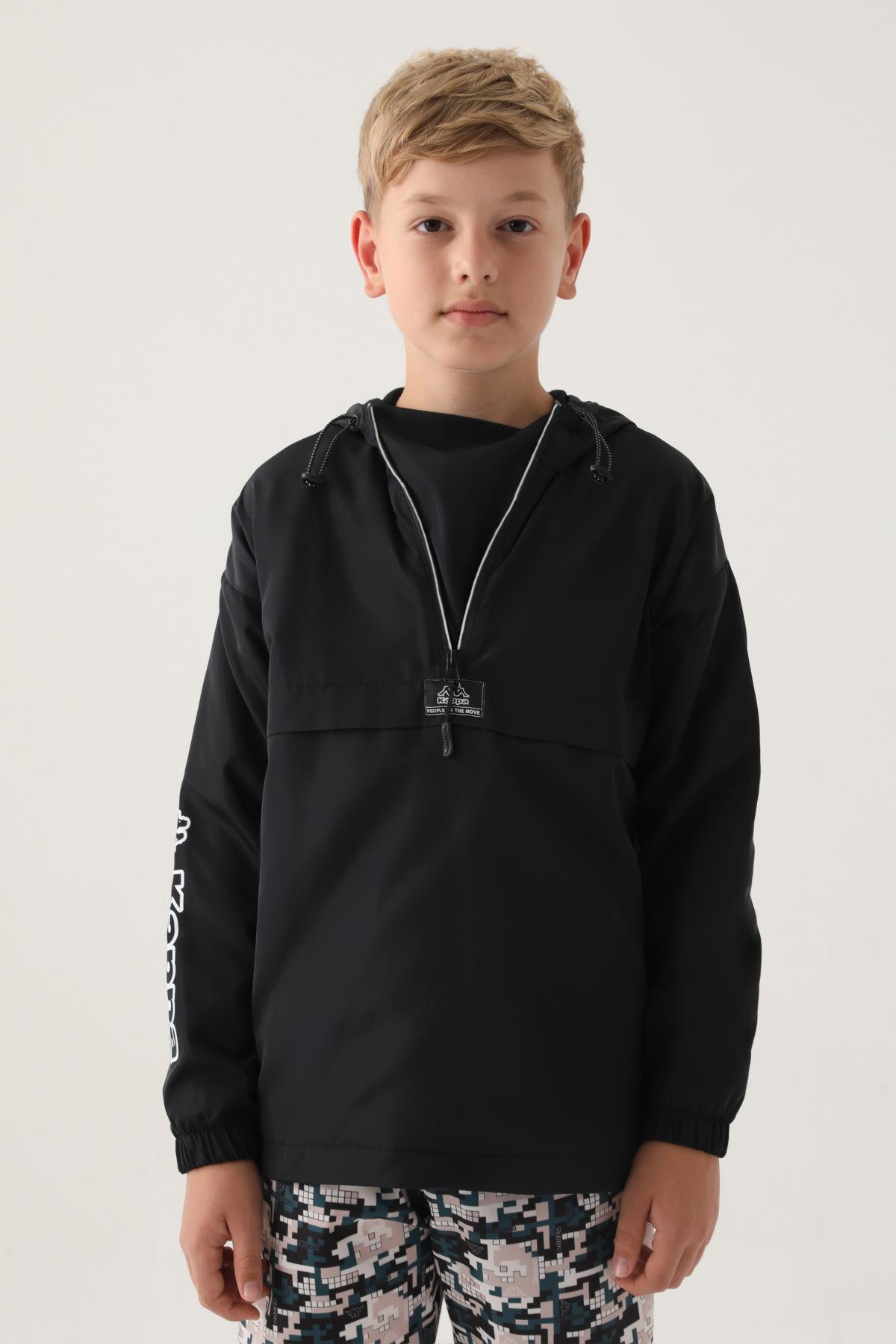 Kappa Siyah Fermuarlı Yağmurluk Erkek Çocuk Sweatshirt