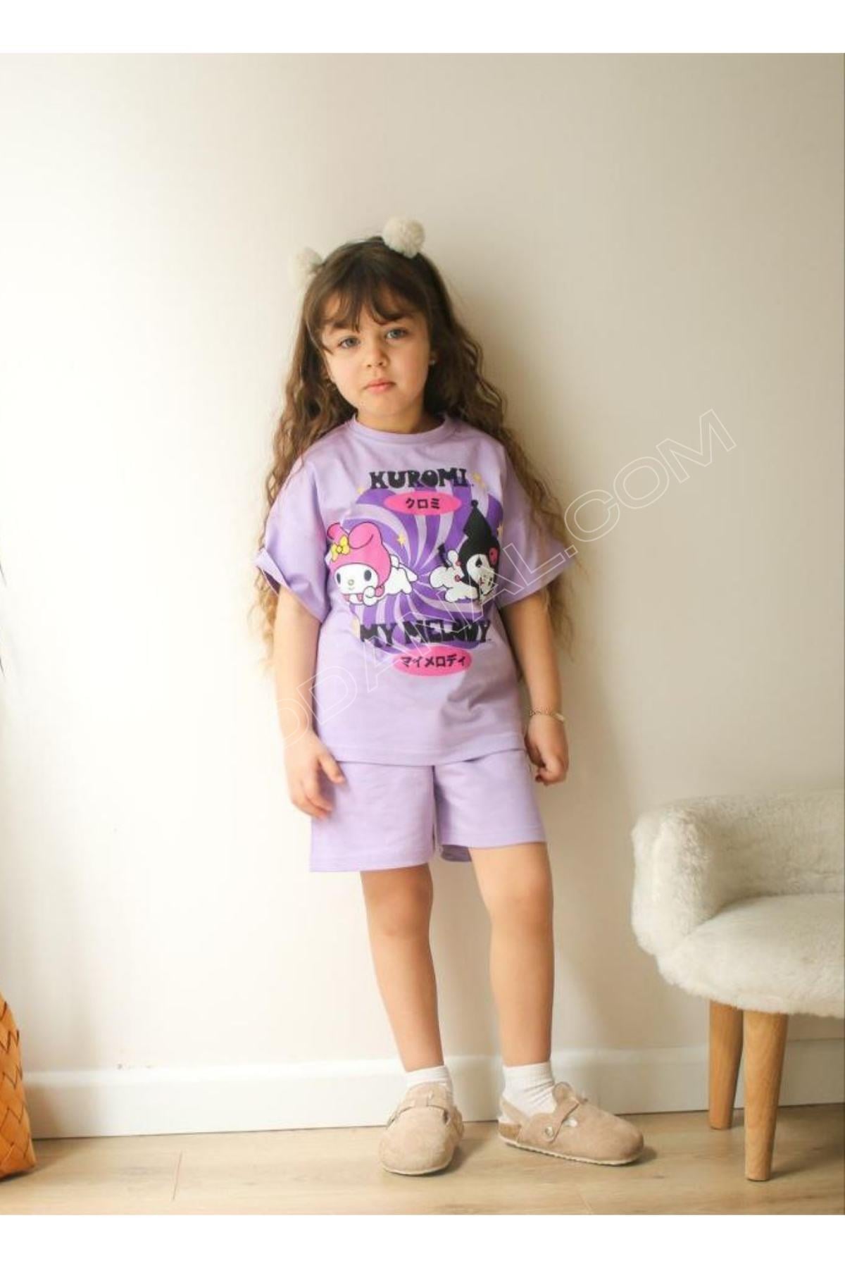 Kız Çocuk Baskılı Şort & T-shırt 2'li Takım - Model 08