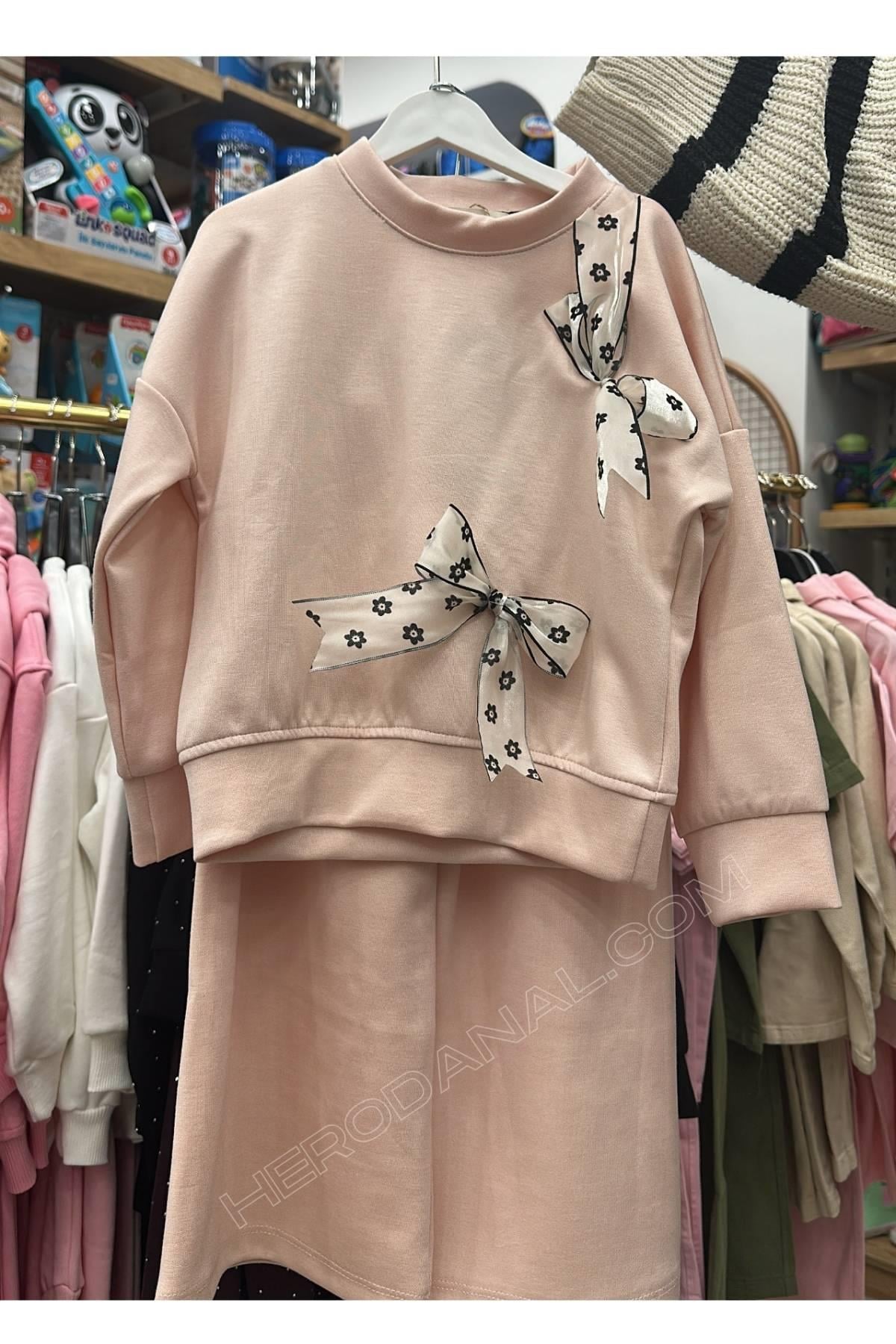 Kız Çocuk Organize Fiyonklu 2'li Takım - Pembe