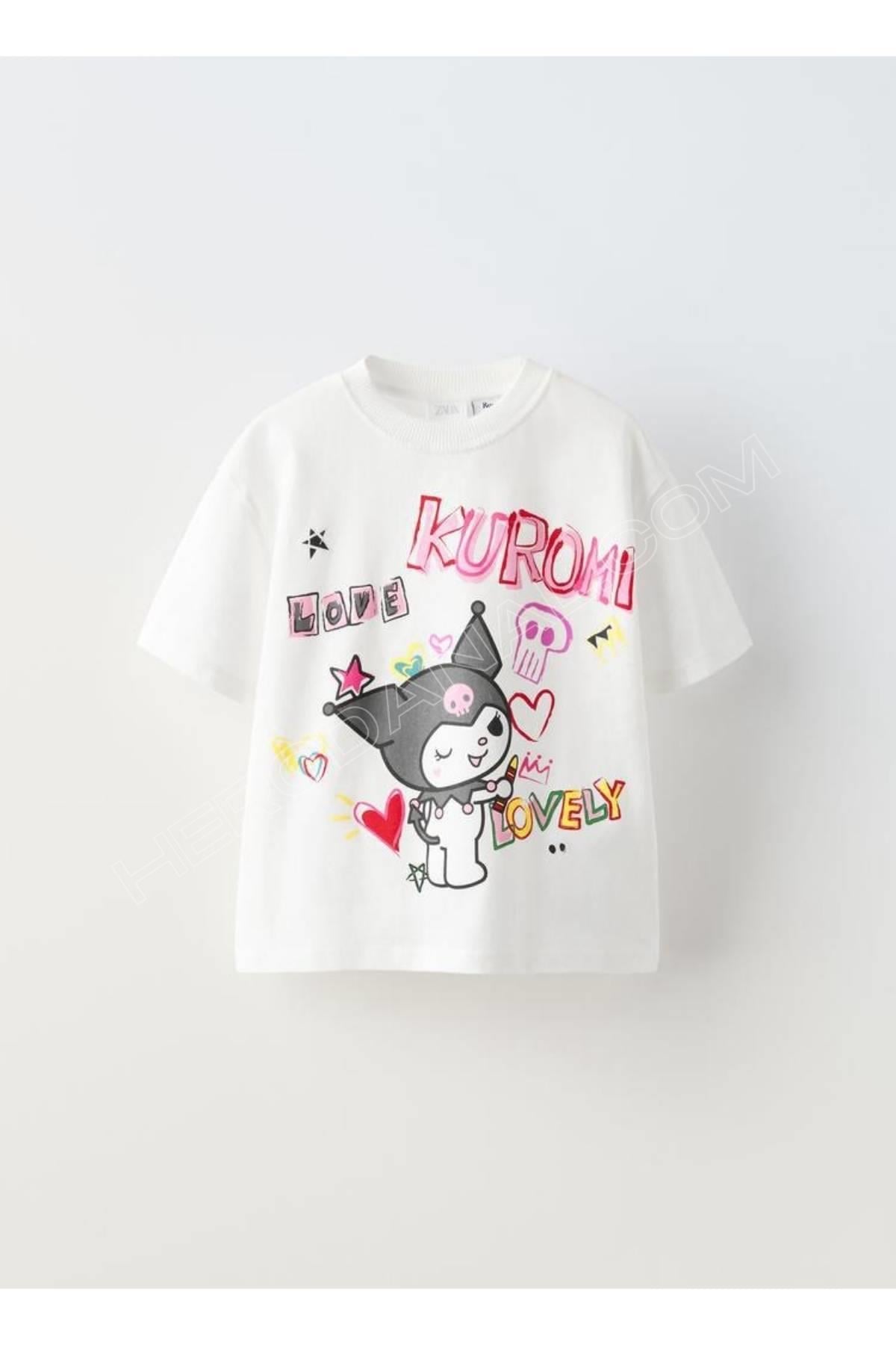 Kuromi Baskılı T-Shırt - Model 6 - Ekru