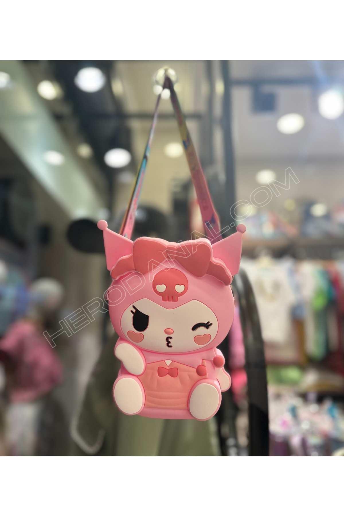 Kuromi Büyük Boy Dik Silikon Çanta - Pembe