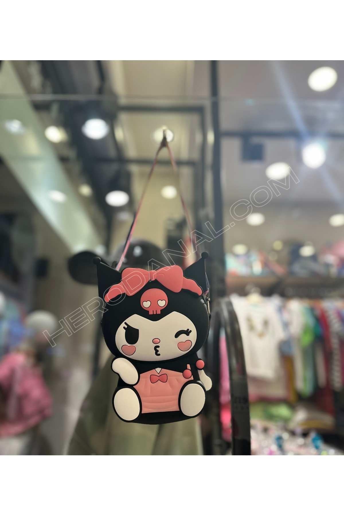 Kuromi Büyük Boy Dik Silikon Çanta - Siyah
