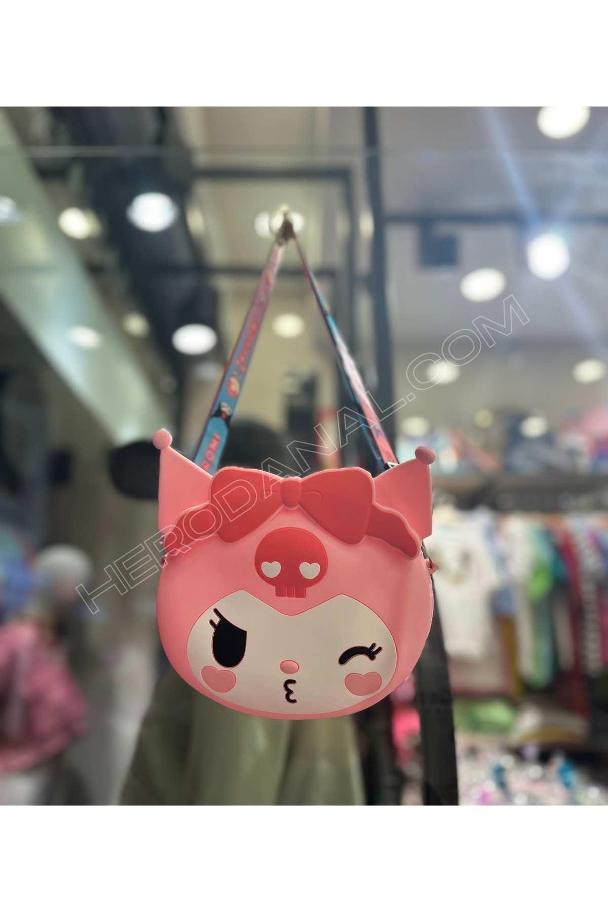Kuromi Büyük Boy Yuvarlak Silikon Çanta - Pembe